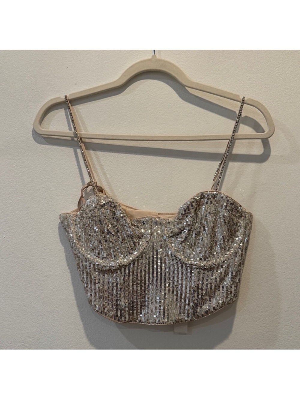 For Love & Lemons Sequin Bustier Camisole - Champagne